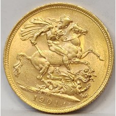 AUSTRALIA 1901 . ONE 1 SOVEREIGN . MELBOURNE . GOLD